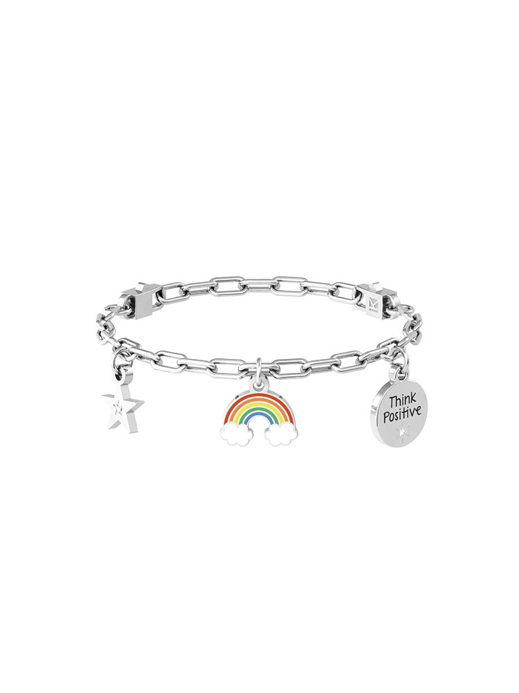BRACCIALE DONNA REGOLABILE CON CIONDOLI ARCOBALENO E STELLA
THINK POSITIVE KIDULT