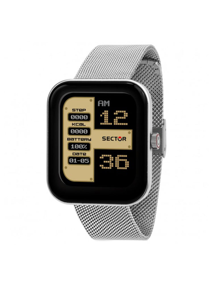 OROLOGIO SMARTWATCH UOMO S-03 CINTURINO MAGLIA MILANO SILVER SECTOR