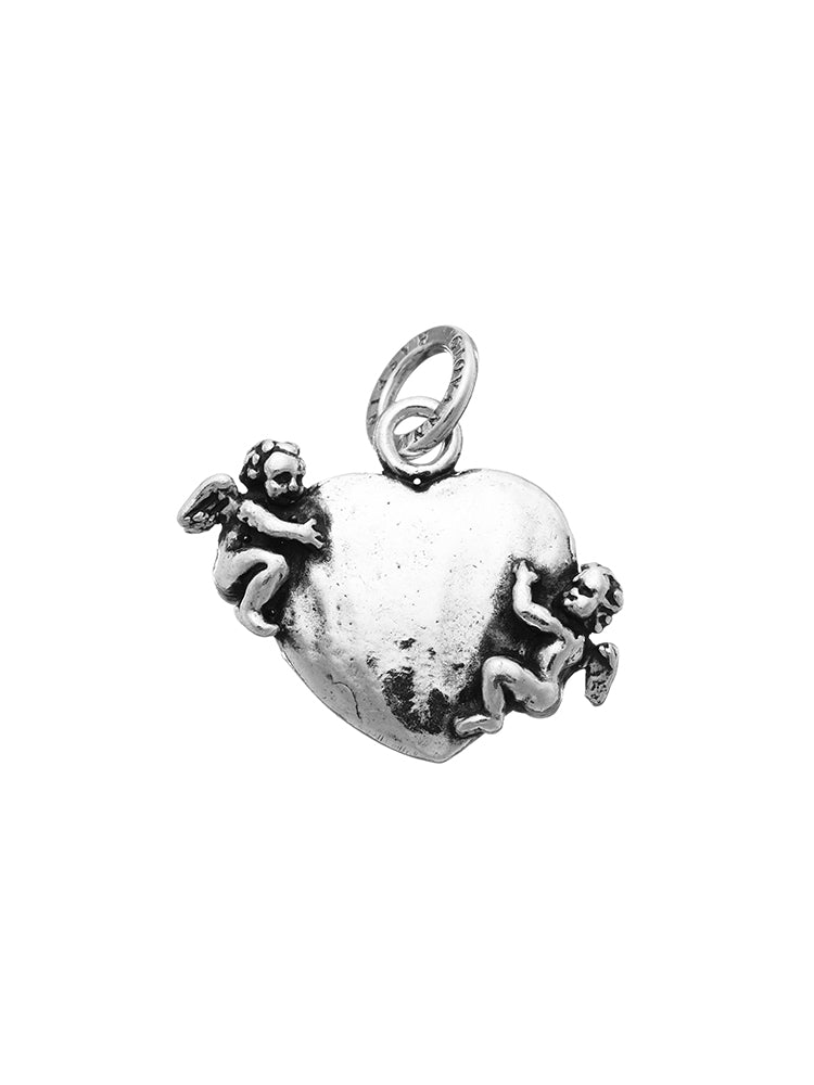 CHARM DONNA CUORE DUE ANGELI IN ARGENTO 925 GIOVANNI RASPINI