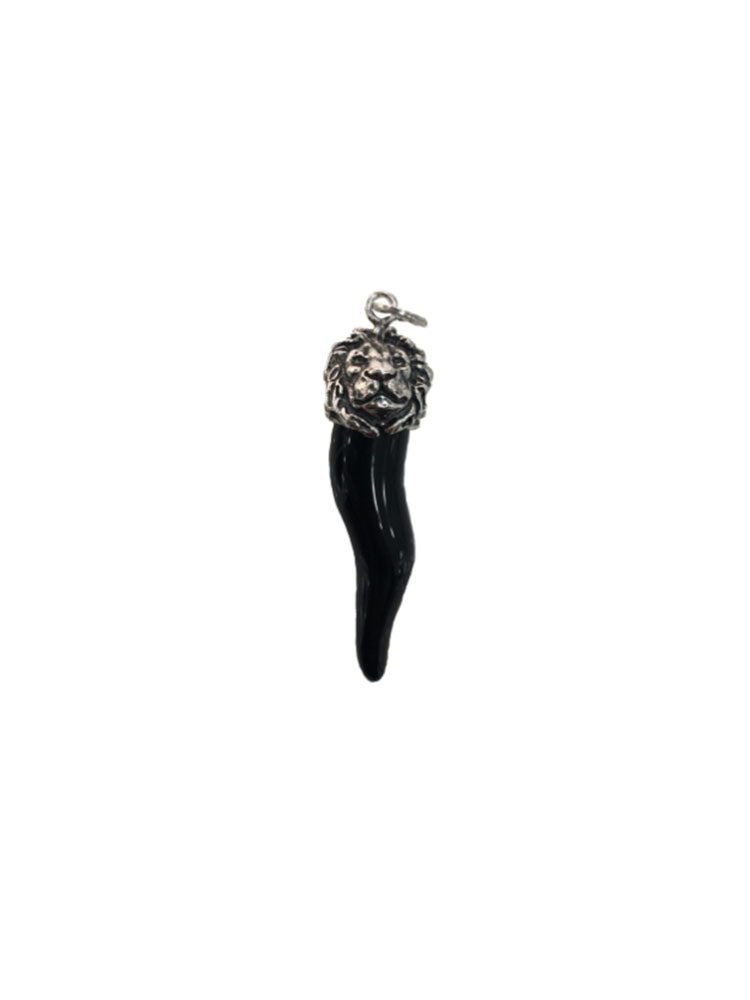 CHARM UNISEX CORNO NERO MEDIO LEONE IN ARGENTO 925 GIOVANNI RASPINI