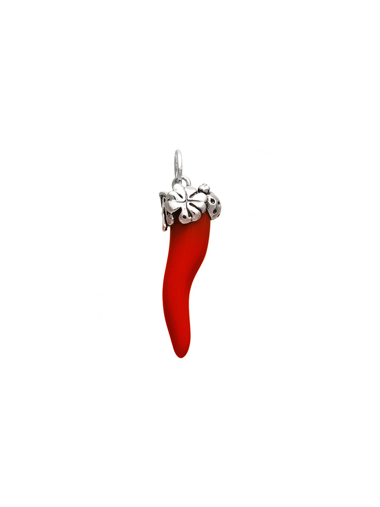 CHARM DONNA CORNO ROSSO QUADRIFOGLIO IN ARGENTO 925 GIOVANNI RASPINI