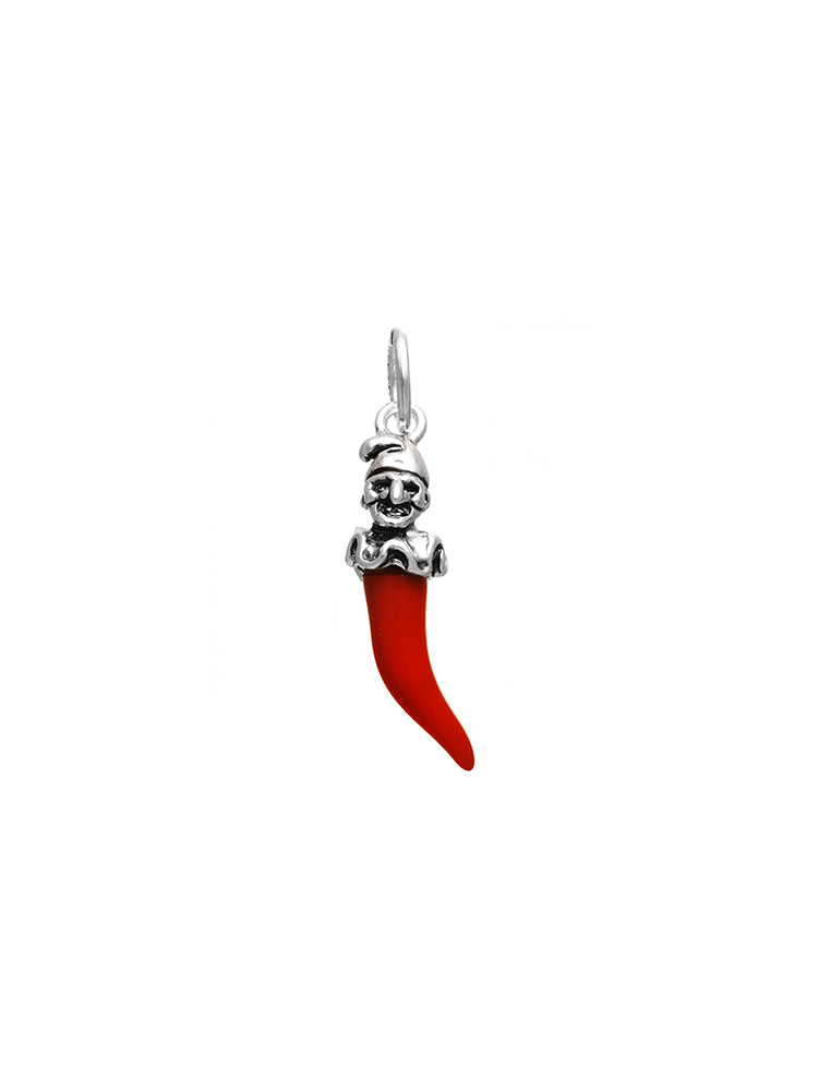 CHARM DONNA CORNO ROSSO PULCINELLA IN ARGENTO 925 GIOVANNI RASPINI