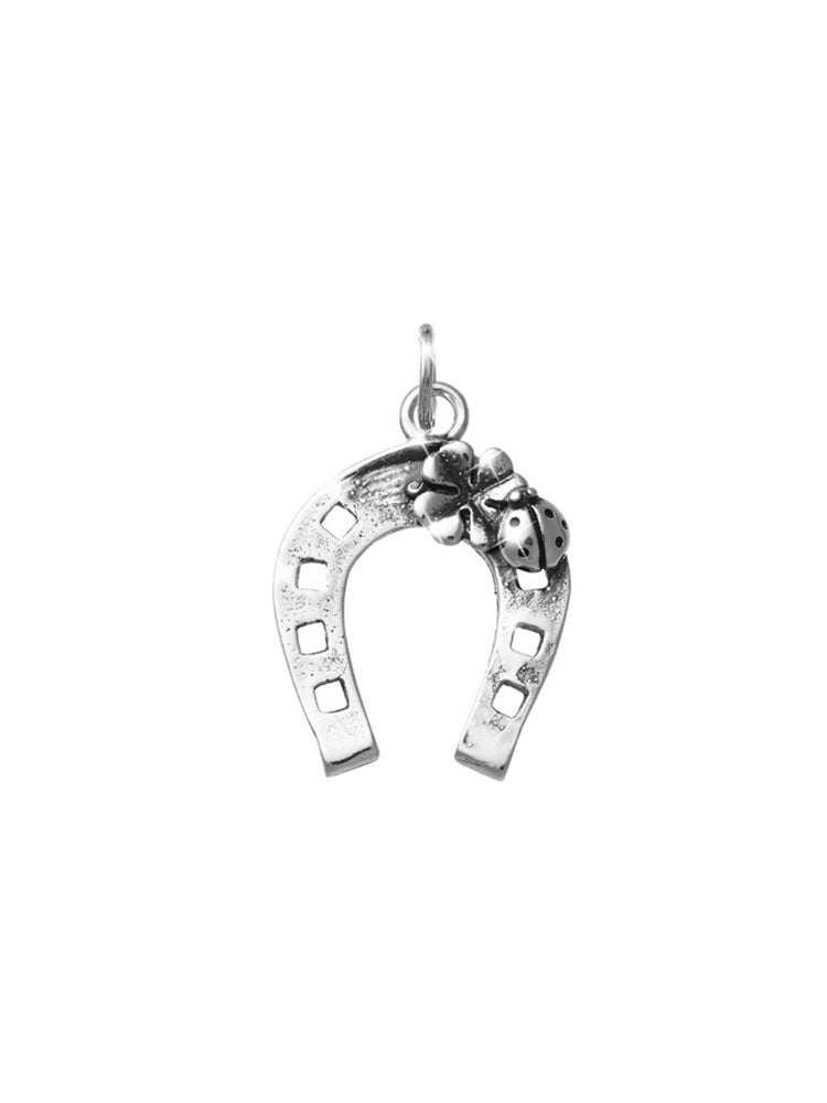 CHARM UNISEX FERRO DI CAVALLO CON QUADRIFOGLIO E COCCINELLA IN ARGENTO 925 GIOVANNI RASPINI