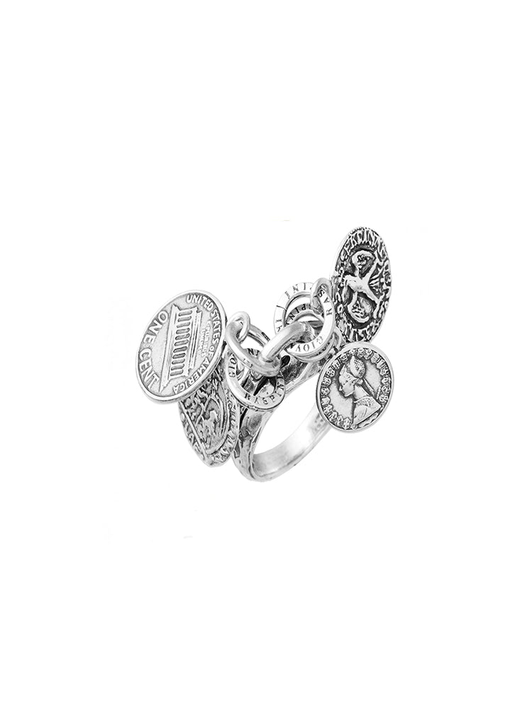 ANELLO DONNA CHARMS MONETE MISURA 14 IN ARGENTO 925 GIOVANNI RASPINI.