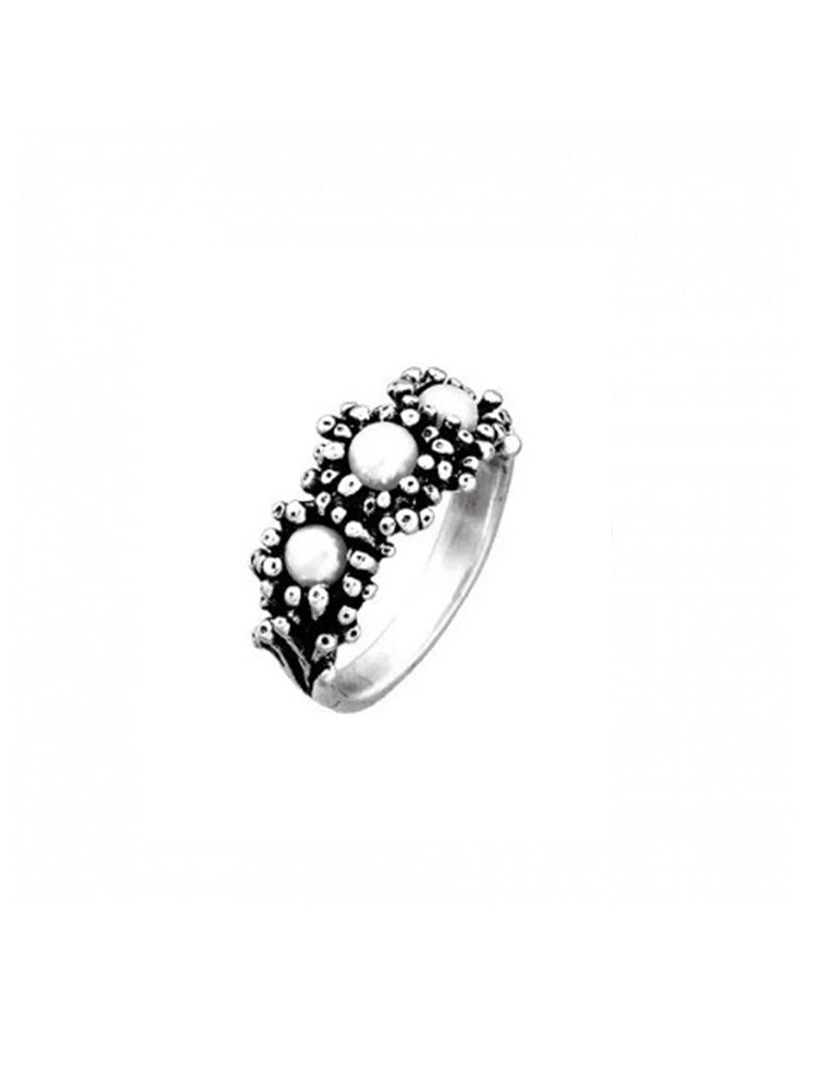 ANELLO DONNA TRILOGY ANEMONE IN ARGENTO CON 3 PERLE MIS 14 GIOVANNI RASPINI