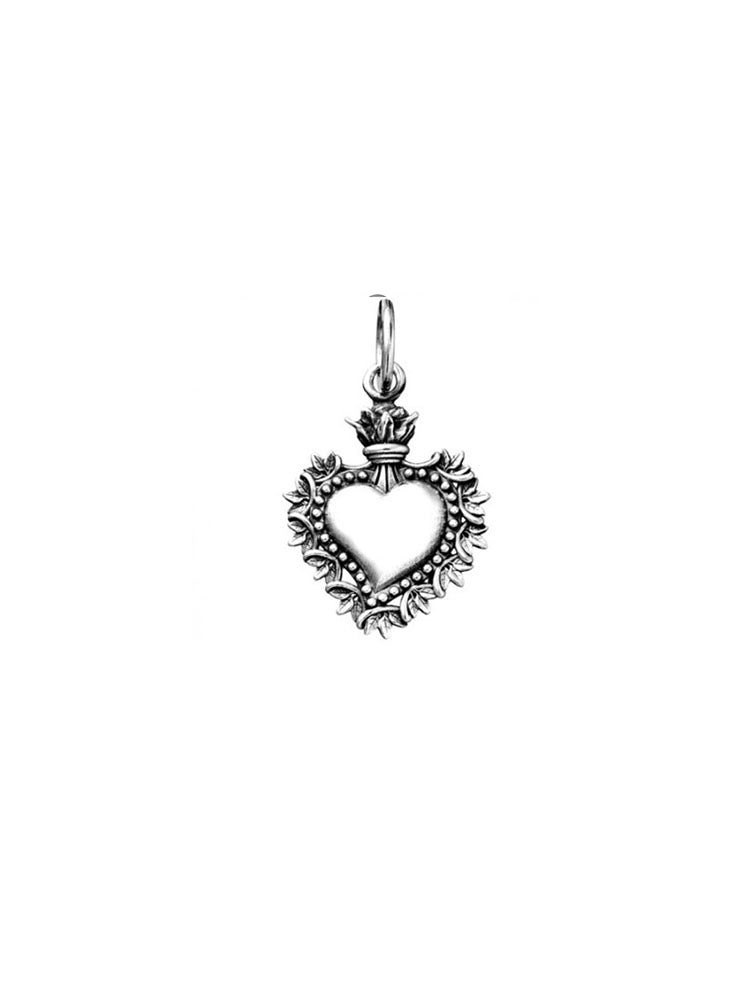 CHARM UNISEX CUORE VOTIVO FOGLIE IN ARGENTO 925 GIOVANNI RASPINI