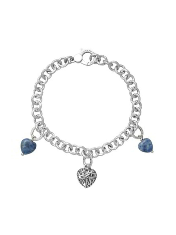 BRACCIALE DONNA TRE CUORI PENDENTI IN ARGENTO 925 GIOVANNI RASPINI