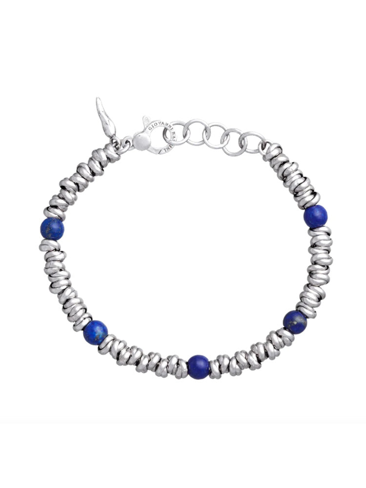 BRACCIALE UOMO NODINI IN ARGENTO 925 E LAPISLAZZULI GIOVANNI RASPINI