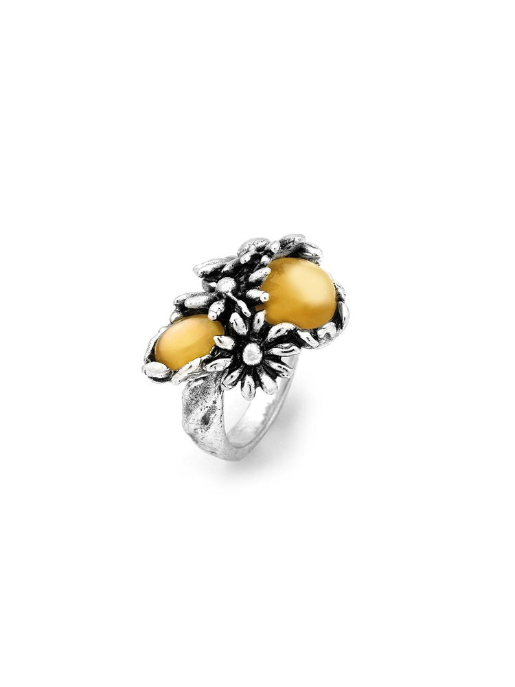ANELLO DONNA DAISY GRANDE IN ARGENTO 925, MADREPERLA E CRISTALLO DI ROCCA GIOVANNI RASPINI