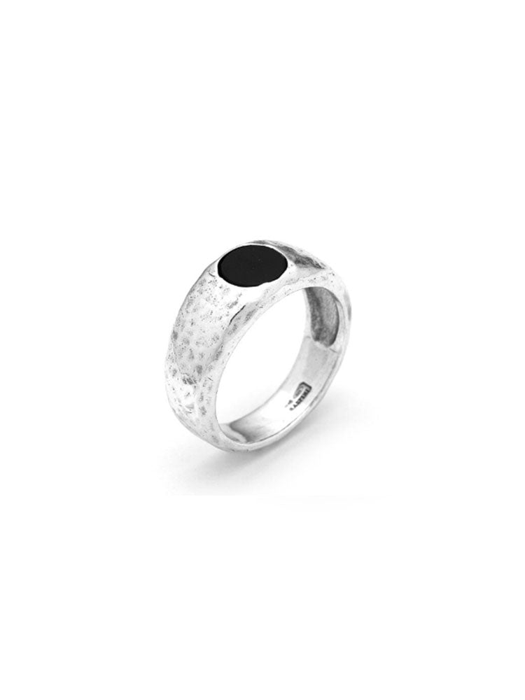 ANELLO UOMO IN ARGENTO MARTELLATO CON ONICE GIOVANNI RASPINI