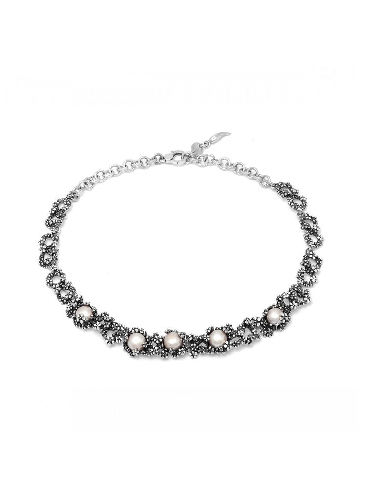 COLLANA DONNA GIROCOLLO IN ARGENTO CON PERLE NATURALI BLOSSOM GIOVANNI RASPINI