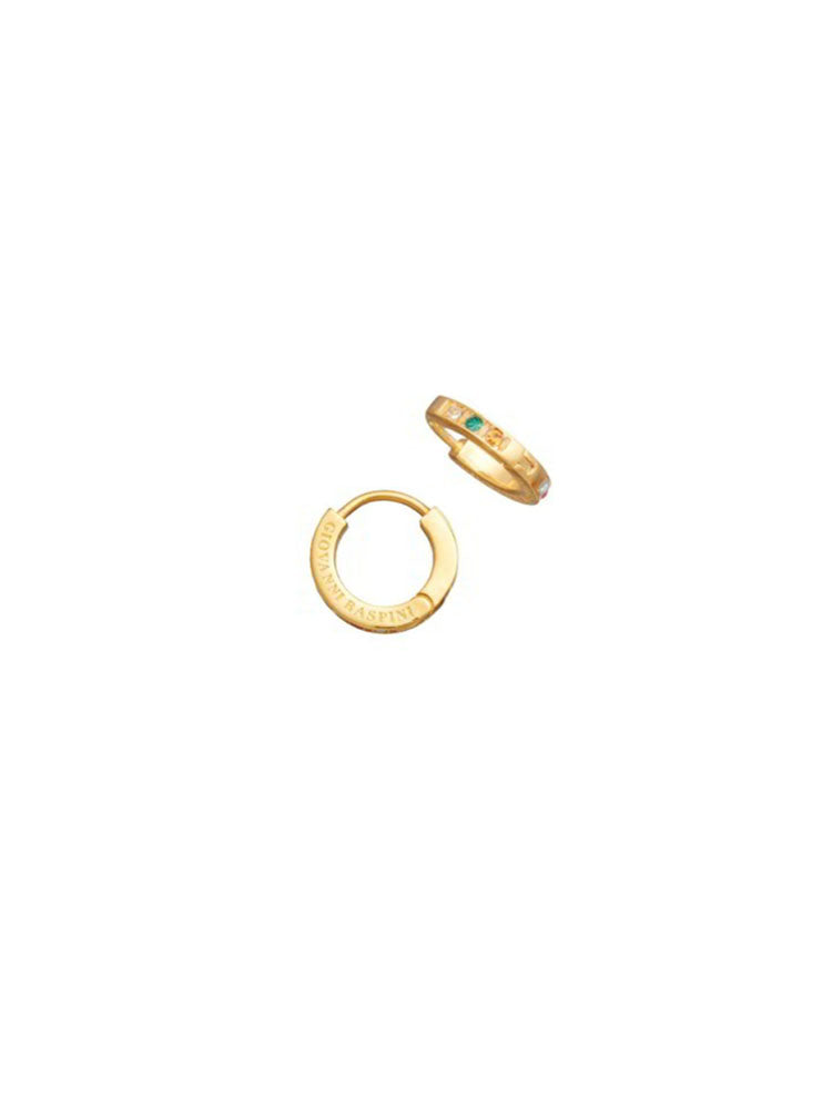 ORECCHINI DONNA HUGGIE CRYSTAL COLOR PICCOLI DORATI IN ARGENTO CON ZIRCONI GIOVANNI RASPINI