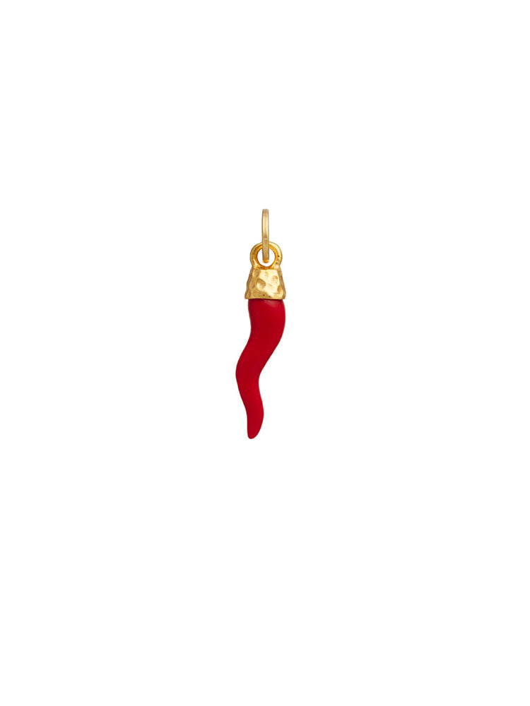 CHARM UNISEX CORNO ROSSO IN ARGENTO DORATO MARTELLATO GIOVANNI RASPINI