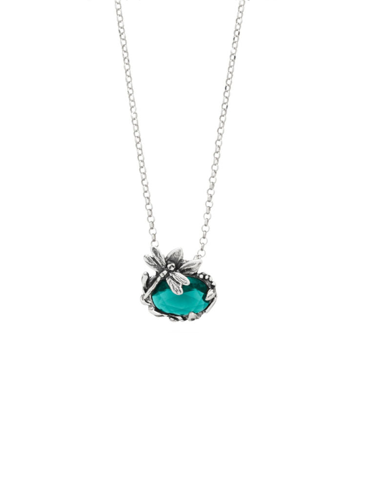 COLLANA DONNA LIBELLULA EDEN CON QUARZO COLOR SMERALDO GIOVANNI RASPINI