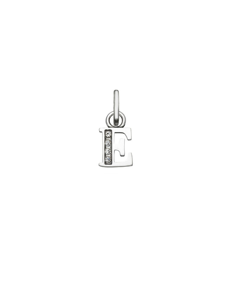 CHARM UNISEX MINI "E" CRYSTAL IN ARGENTO GIOVANNI RASPINI