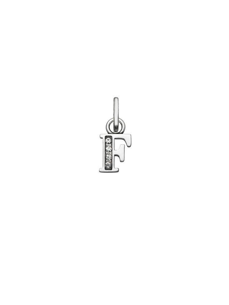 CHARM UNISEX MINI "F" CRYSTAL IN ARGENTO GIOVANNI RASPINI