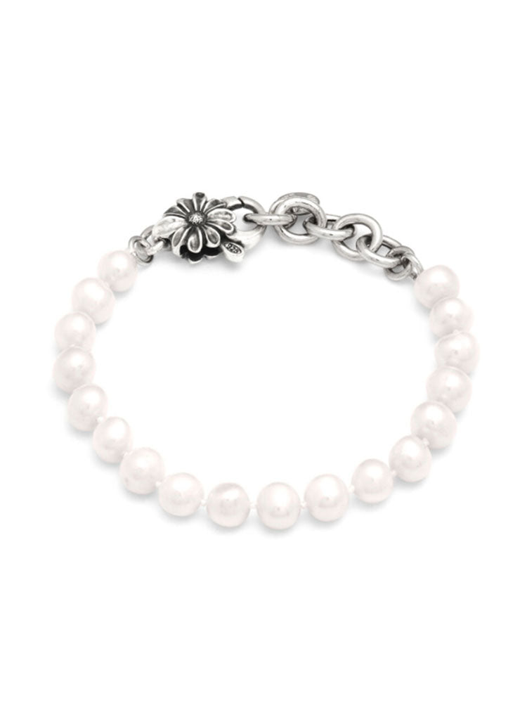 BRACCIALE DONNA DI PERLE CON MOSCHETTONE A MARGHERITA IN ARGENTO GIOVANNI RASPINI