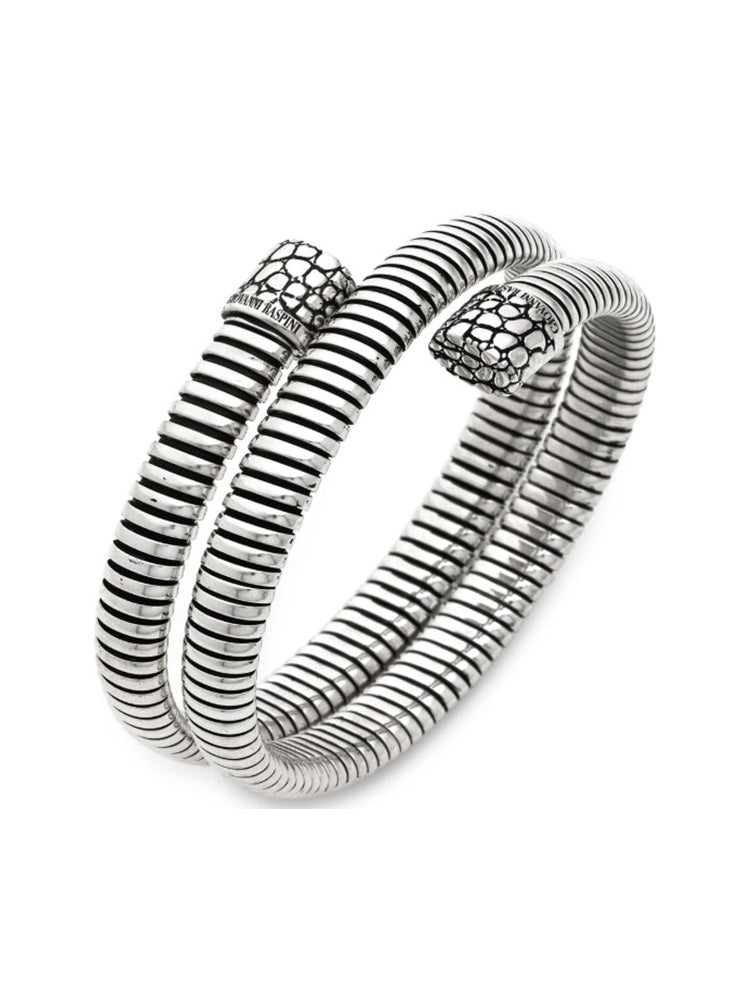 BRACCIALE DONNA TUBOGAS CROCO DOPPIO IN ARGENTO GIOVANNI RASPINI