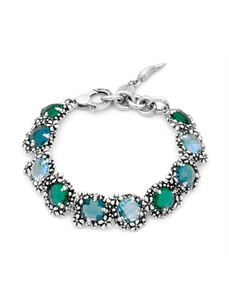 BRACCIALE DONNA BLUE IVY IN ARGENTO CON CRISTALLI COLORATI GIOVANNI RASPINI