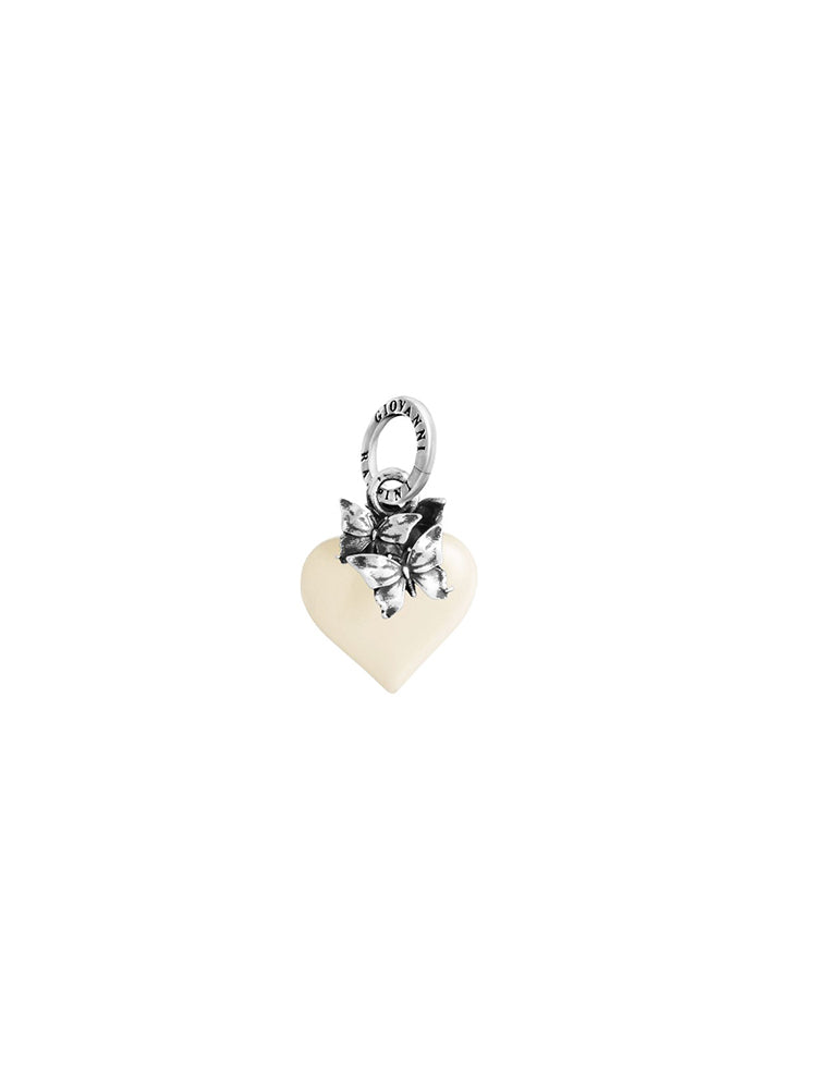 CHARM DONNA CUORE AVORIO CON FARFALLE IN ARGENTO GIOVANNI RASPINI