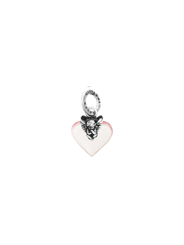 CHARM DONNA CUORE ROSA CON ANGELO IN ARGENTO GIOVANNI RASPINI