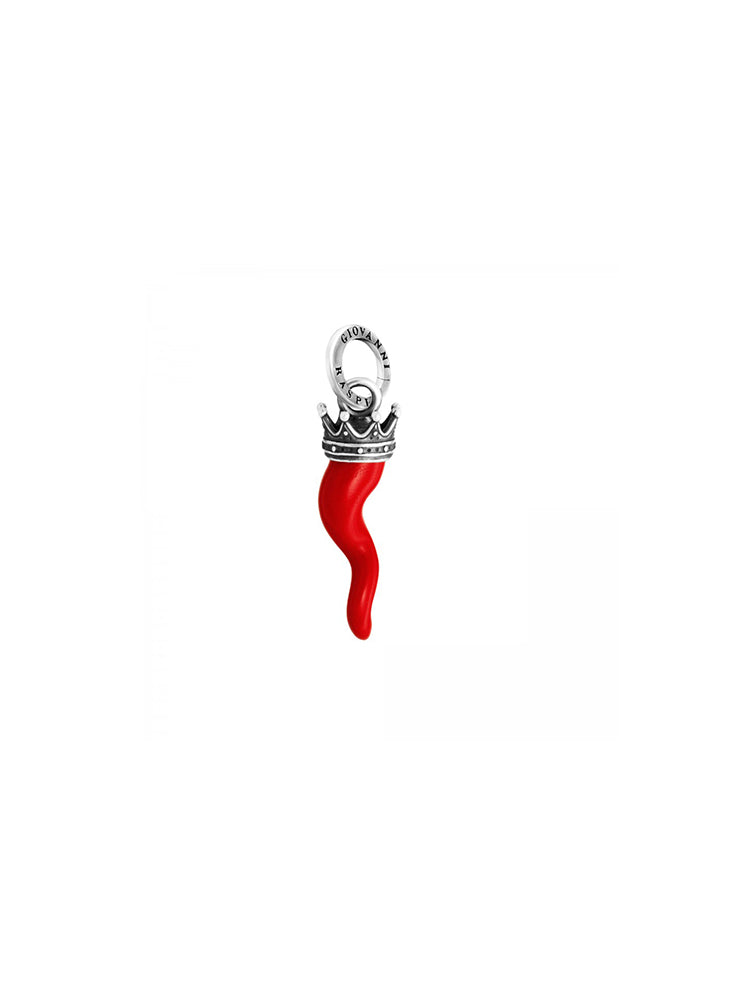 CHARM UNISEX CORNO ROSSO PICCOLO CON CORONA IN ARGENTO GIOVANNI RASPINI