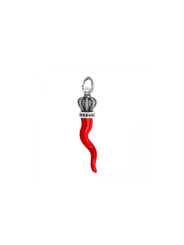 CHARM UNISEX CORNO ROSSO CON CORONA IN ARGENTO GIOVANNI RASPINI
