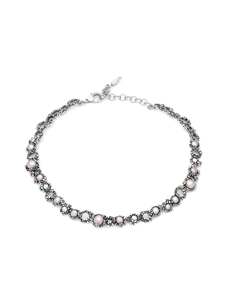 COLLANA DONNA BLOSSOM PICCOLA IN ARGENTO CON PERLE ROSATE GIOVANNI RASPINI