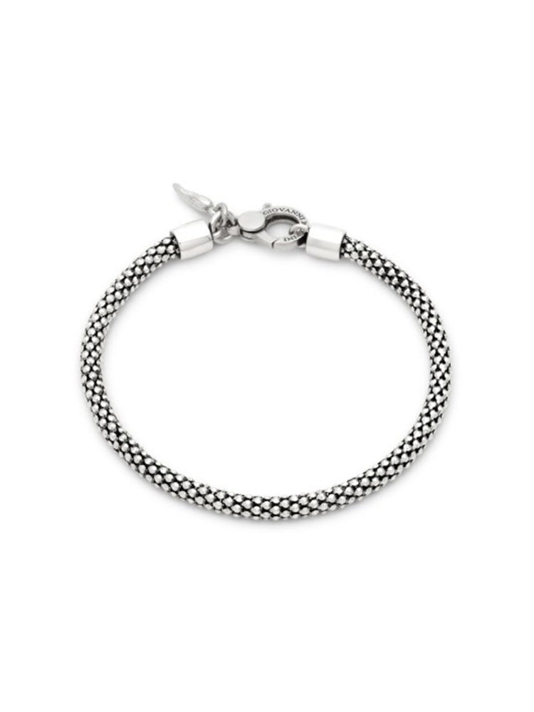 BRACCIALE UOMO MAGLIA POPCORN  IN ARGENTO GIOVANNI RASPINI