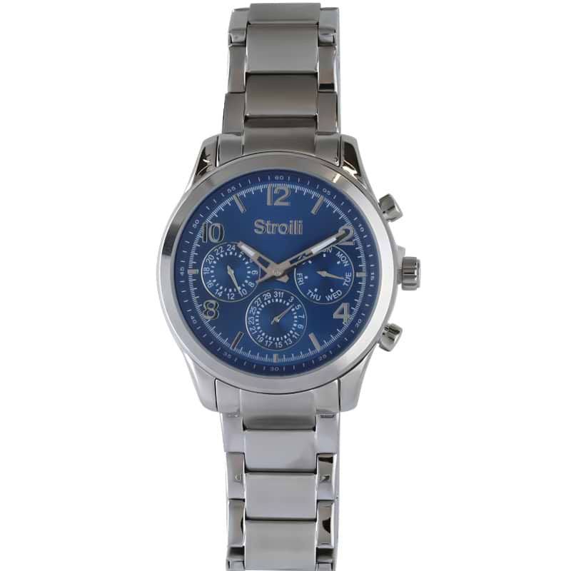 OROLOGIO UOMO CRONO MULTIFUNZIONE IN ACCIAIO CON QUADRANTE BLU STROILI