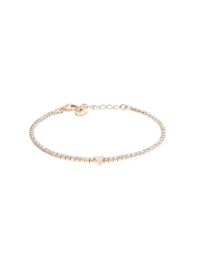 BRACCIALE DONNA TENNIS ROMANTIC SHINE METALLO ROSA CRISTALLI BIANCHI STROILI