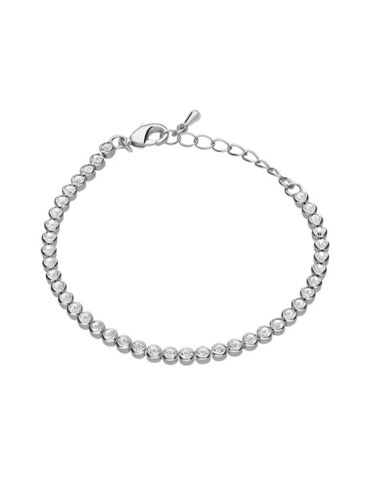 BRACCIALE DONNA IN METALLO RODIATO SILVER E STRASS STROILI