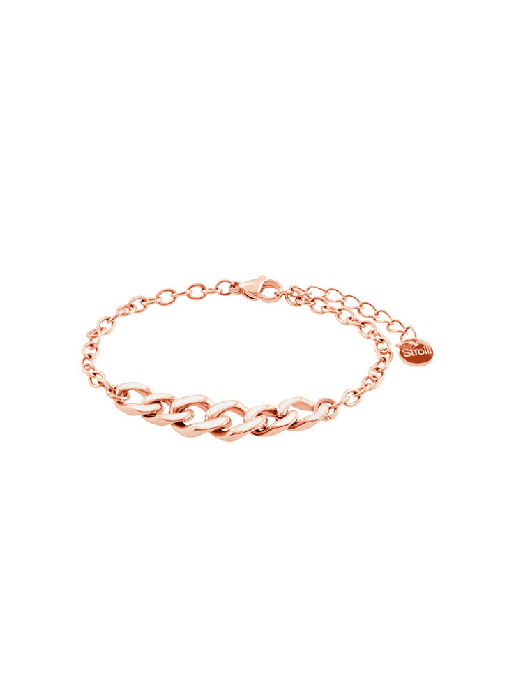 BRACCIALE DONNA LADY SWEET IN ACCIAIO ROSA E SMALTO BIANCO STROILI