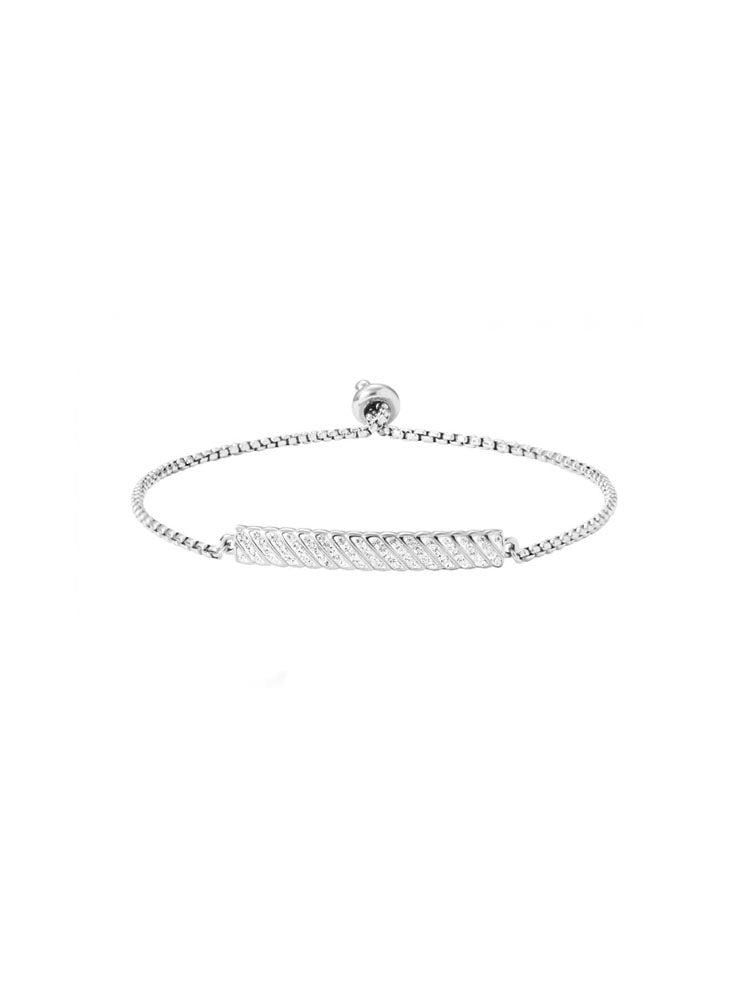 BRACCIALE DONNA IN ACCIAIO CON PIASTRINA CON CRISTALLI BIANCHI STROILI