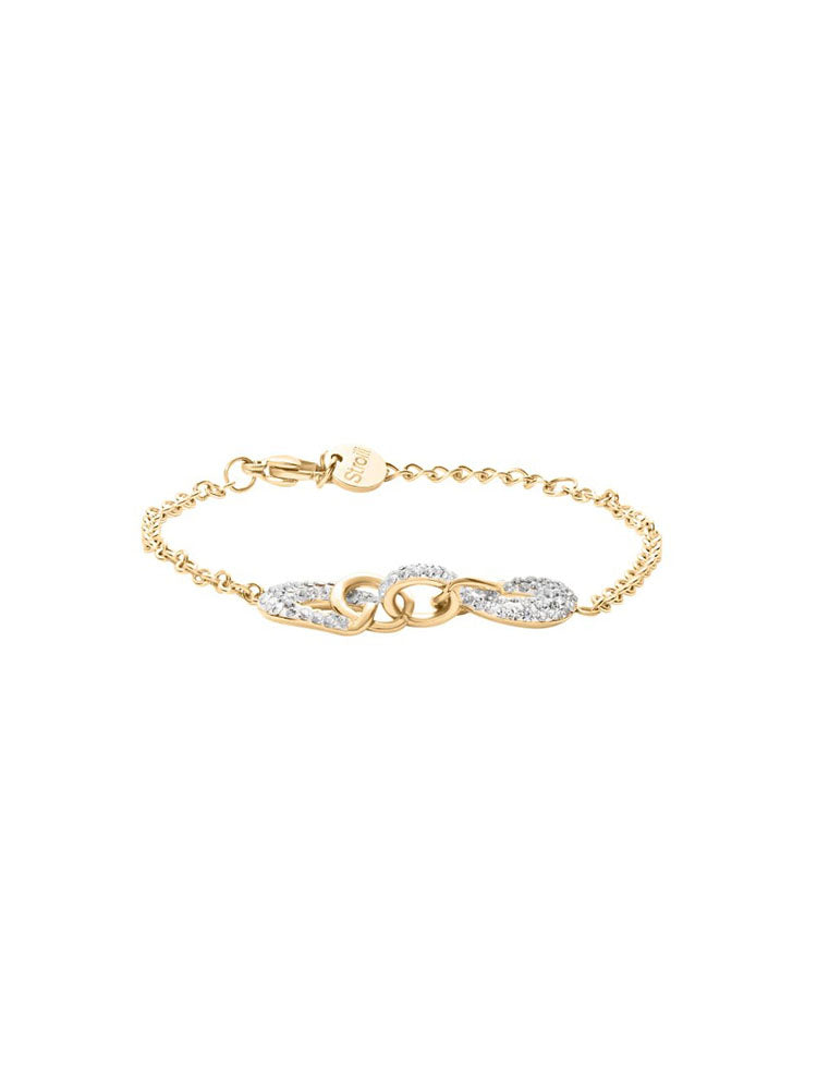 BRACCIALE DONNA LADY PHANTASYA ACCIAIO DORATO E CRISTALLO STROILI