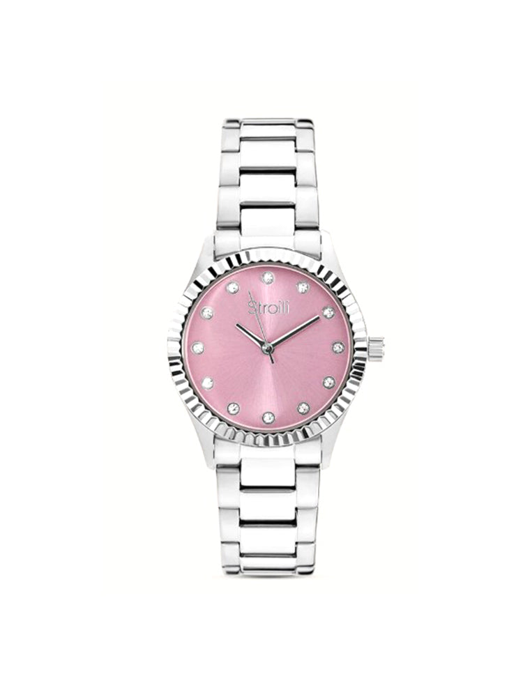 OROLOGIO DONNA SOLO TEMPO IN ACCIAIO CON QUADRANTE ROSA STROILI