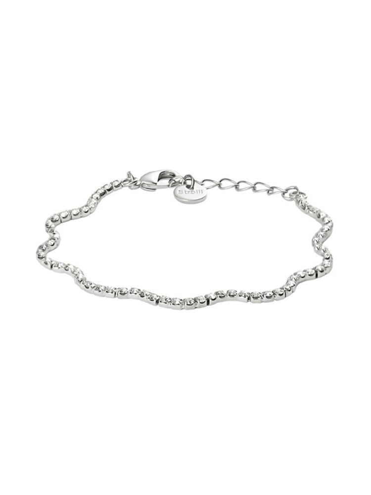 BRACCIALE DONNA TENNIS ONDULATO IN ACCIAIO CON CRISTALLI BIANCHI STROILI