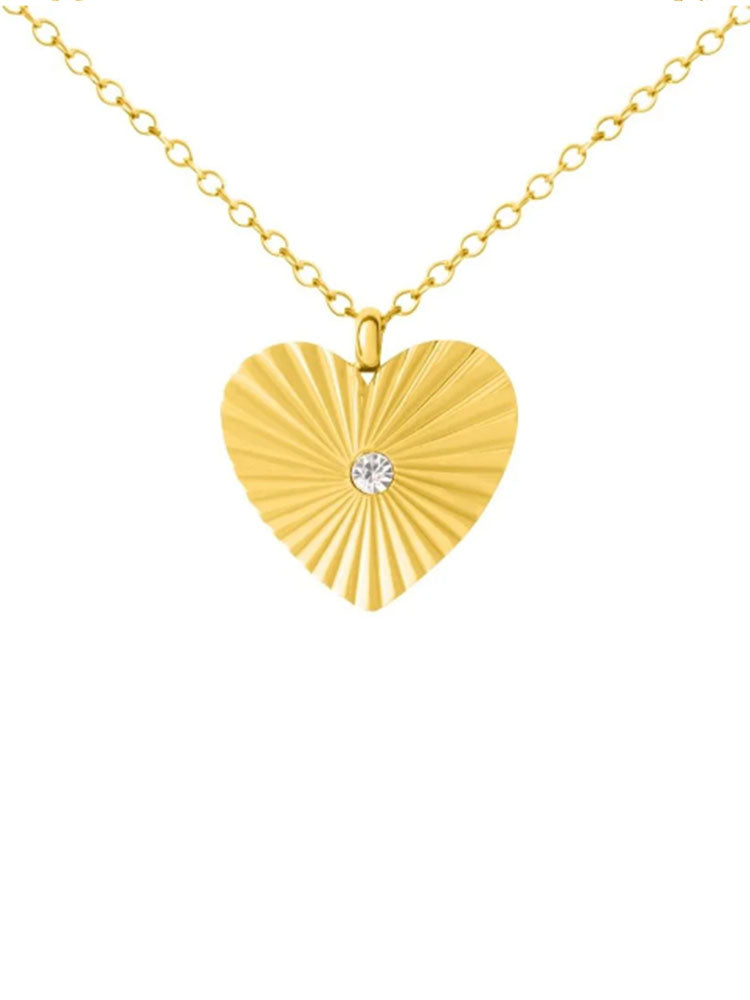 COLLANA DONNA IN ACCIAIO DORATO CON CUORE PENDENTE STROILI