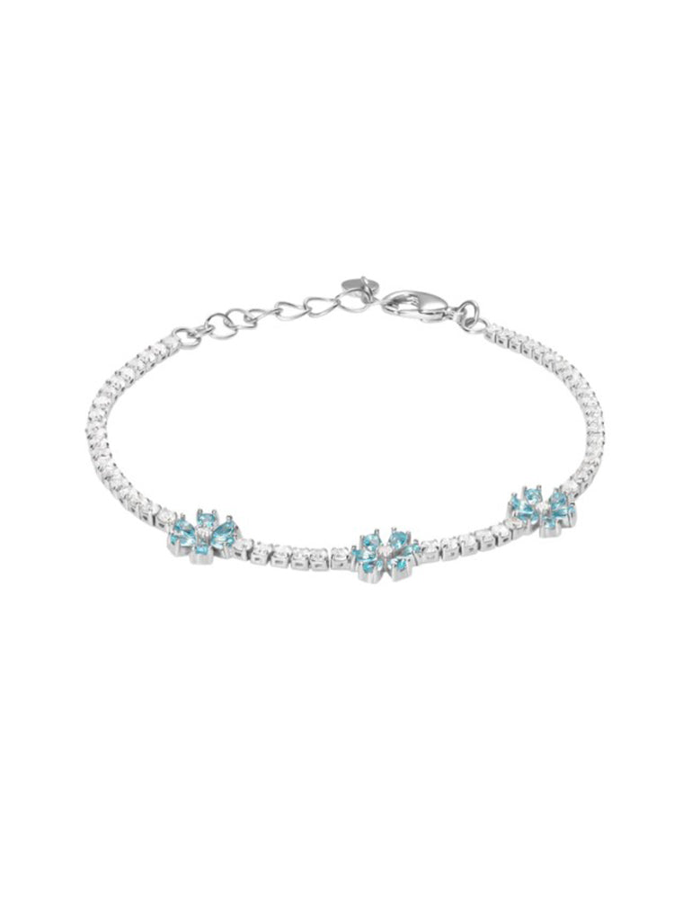 BRACCIALE DONNA TENNIS CON FIORI AZZURRI STROILI