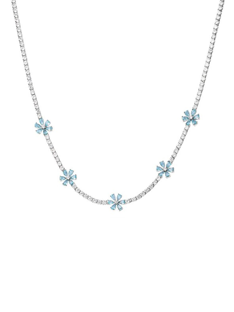 COLLANA DONNA TENNIS CON ZIRCONI A FIORE AZZURRI STROILI