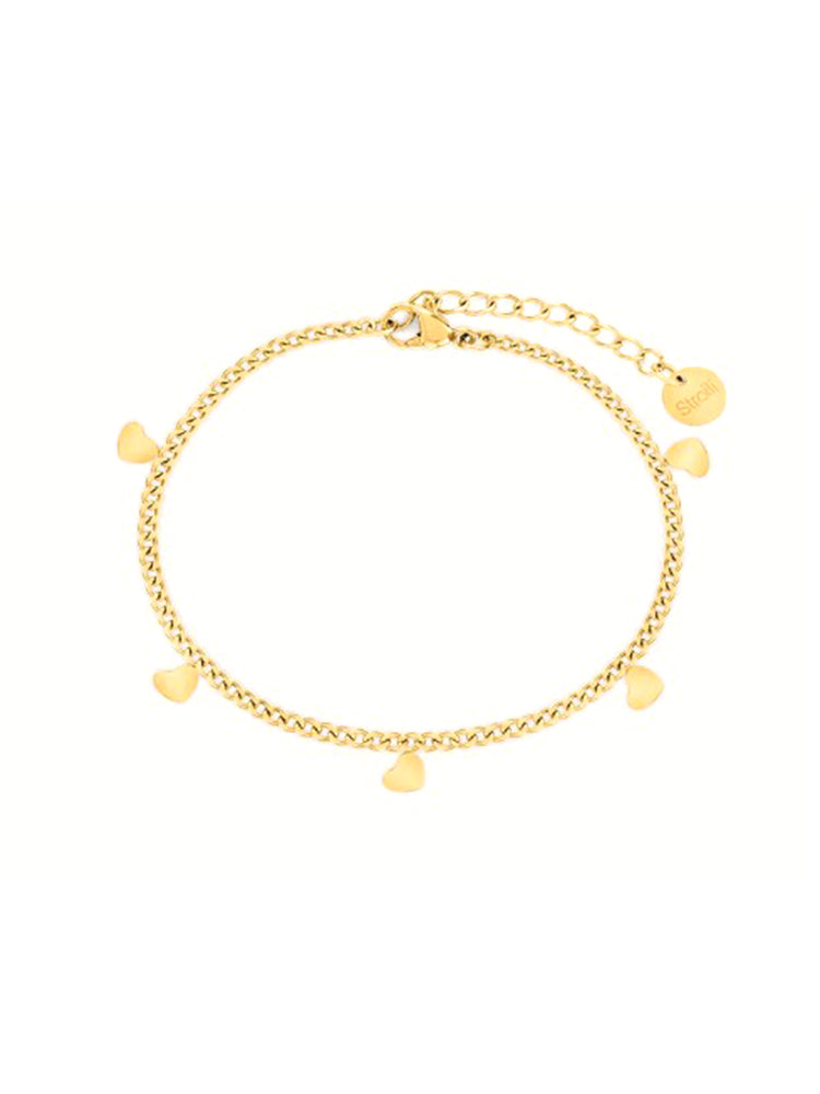BRACCIALE DONNA IN ACCIAIO DORATO CON CUORI PENDENTI STROILI