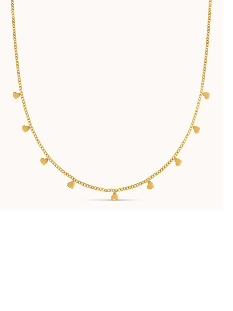 COLLANA DONNA GIROCOLLO DORATA CON CUORI PENDENTI STROILI