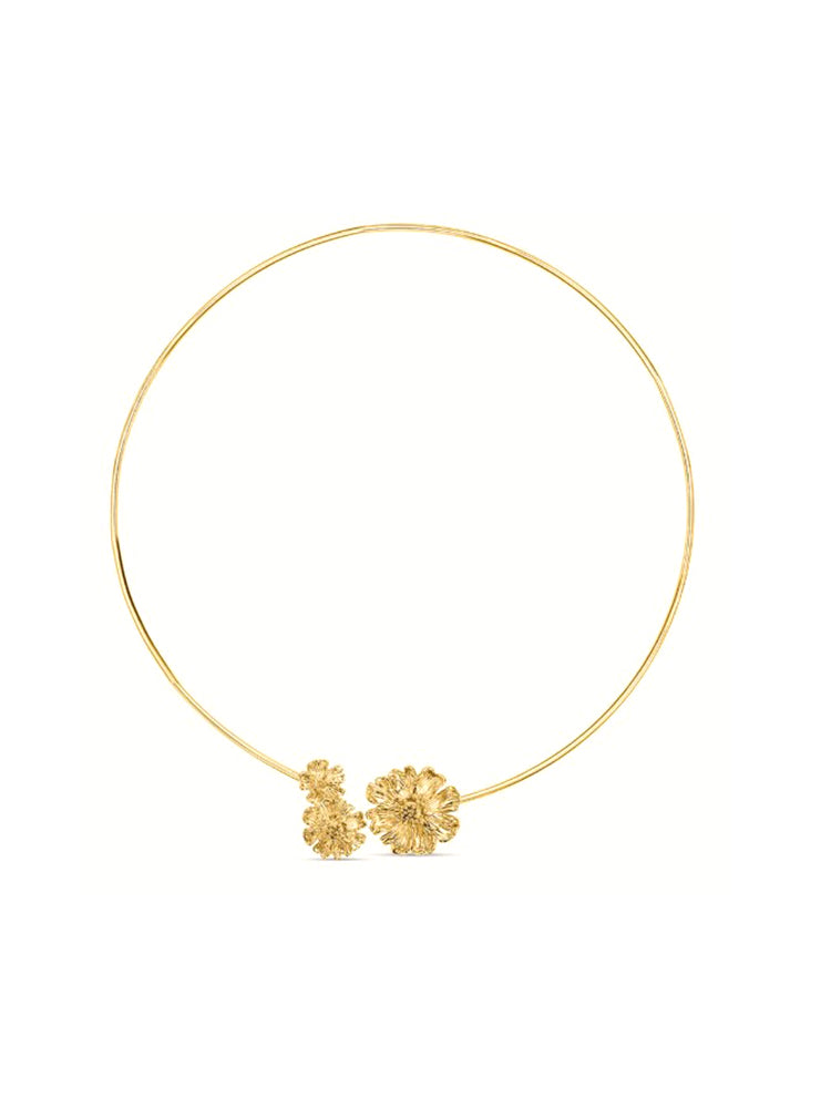 COLLANA DONNA RIGIDA DORATA CON FIORI STROILI