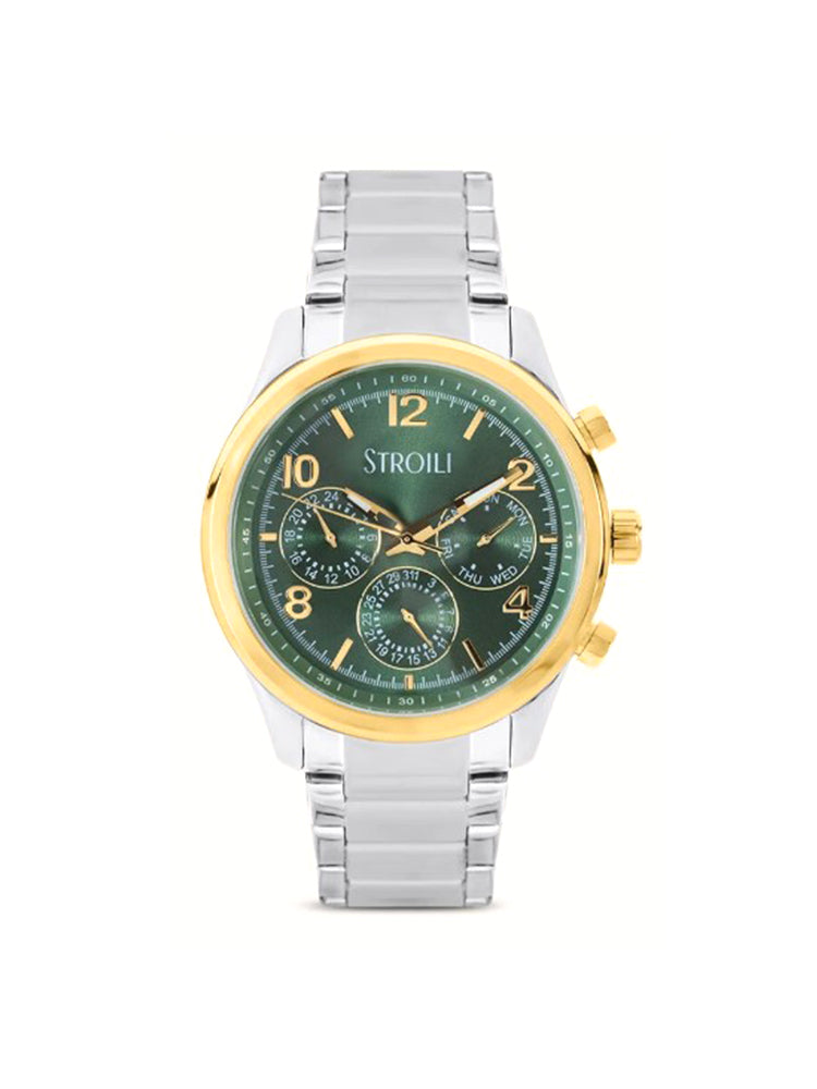 OROLOGIO UOMO IN ACCIAIO BICOLORE DORATO CON QUADRANTE VERDE STROILI