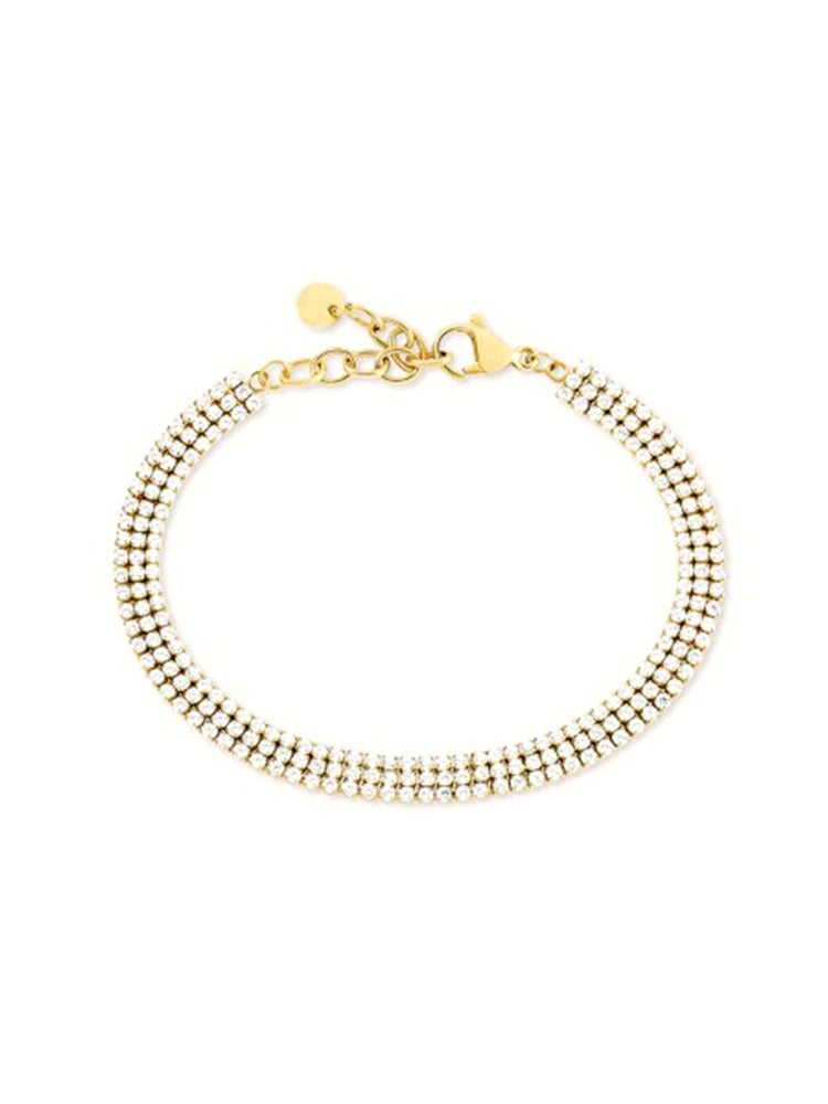 BRACCIALE DONNA TENNIS 3 FILI IN ACCIAIO DORATO STROILI