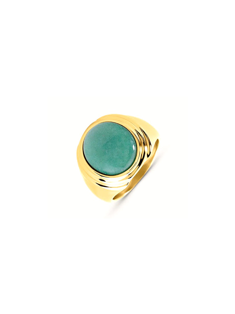 ANELLO DONNA A FASCIA DORATO CON PIETRA CENTRALE VERDE STROILI