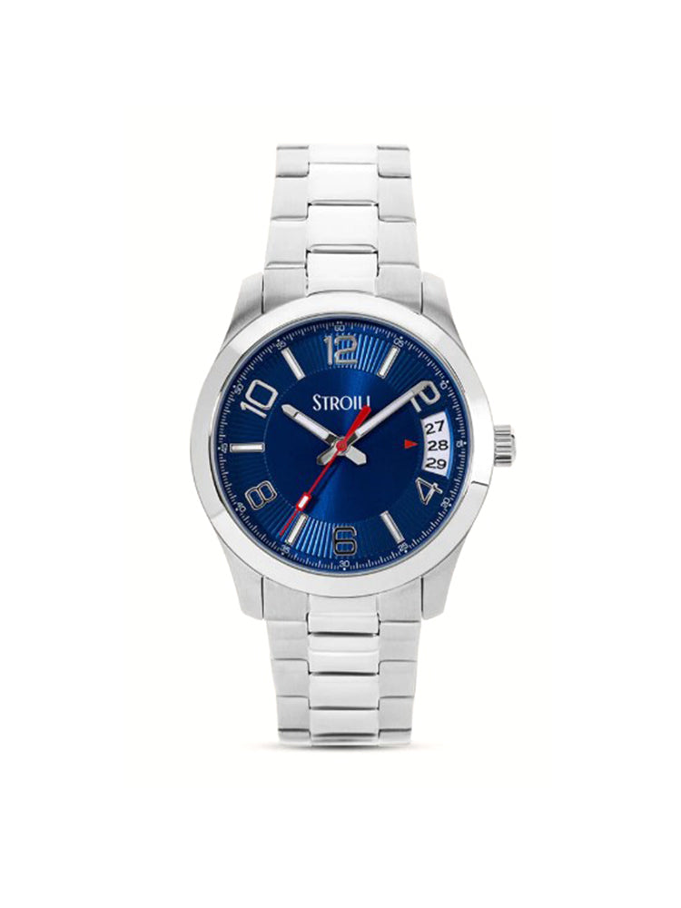 OROLOGIO UOMO IN ACCIAIO E QUANDRANTE BLU CON DATARIO STROILI