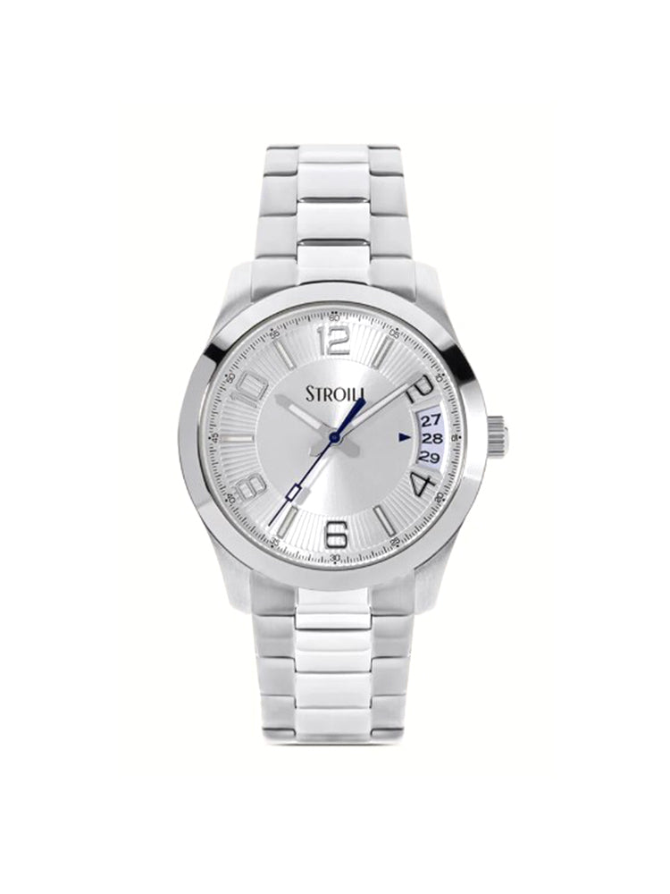 OROLOGIO UOMO SOLO TEMPO E DATARIO QUADRANTE SILVER STROILI