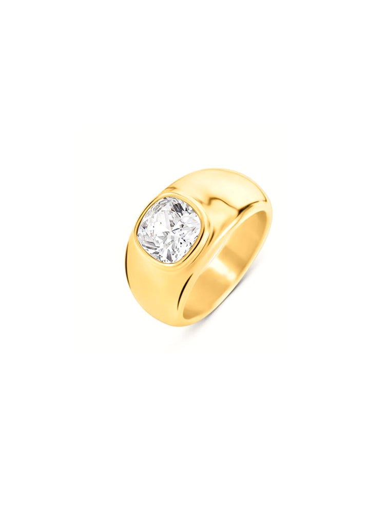 ANELLO DONNA A FASCIA DORATO CON ZIRCONE CENTRALE MIS 14 STROILI