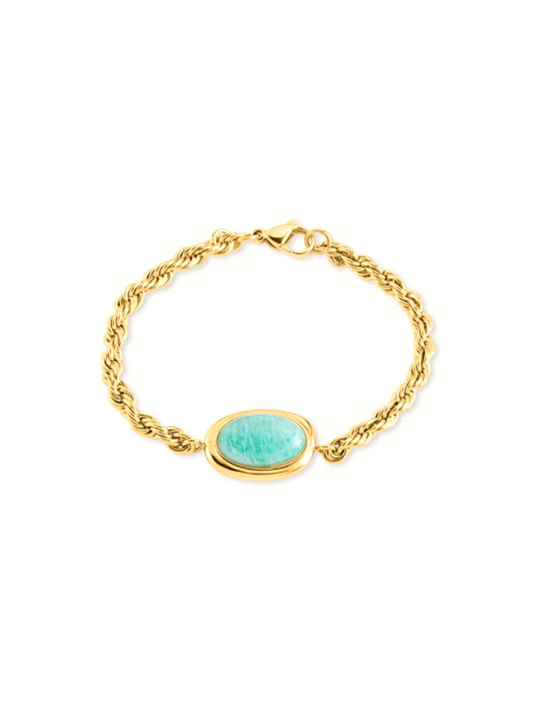 BRACCIALE DONNA A CATENA DORATO CON CENTRALE OVALE AMMAZZONITE STROILI